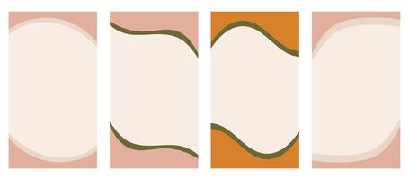 Set of varied shapes for use in vertical stories, promo site headers and footers. Decorative frame separator for imaginative design presented in a basic flat style. Boho colors vector