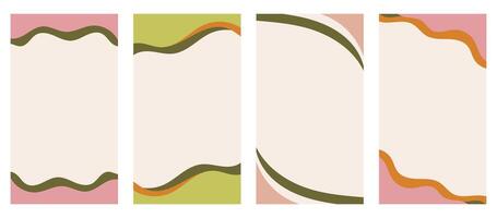 Collection of diverse shapes designed for vertical stories, promo site headers and footers. Decorative frame for imaginative design in a simple flat style. Natural Boho color scheme. vector