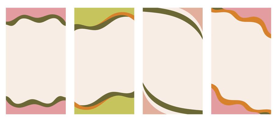 Collection of diverse shapes designed for vertical stories, promo site headers and footers. Decorative frame for imaginative design in a simple flat style. Natural Boho color scheme.