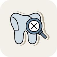 Unhealthy Tooth Line Filled White Shadow Icon vector