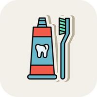 Toothpaste Line Filled White Shadow Icon vector