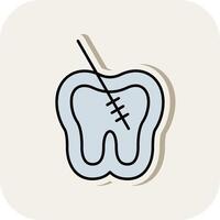 Root Canal Line Filled White Shadow Icon vector