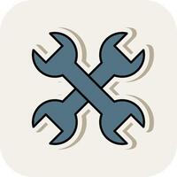 Wrench Line Filled White Shadow Icon vector