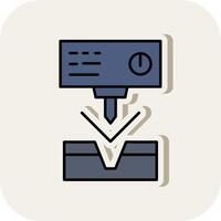 Metal Bending Machine Line Filled White Shadow Icon vector