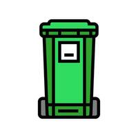 green bin waste sorting color icon illustration vector