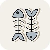 Fishbone Line Filled White Shadow Icon vector