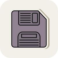 Floppy Disk Line Filled White Shadow Icon vector