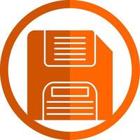 Floppy Disk Glyph Orange Circle Icon vector