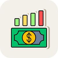 Money Growth Line Filled White Shadow Icon vector