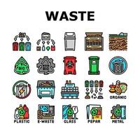 waste sorting garbage plastic icons set vector