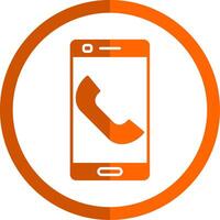 Phone Glyph Orange Circle Icon vector