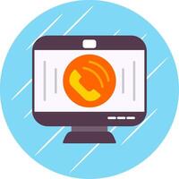 Phone Call Flat Blue Circle Icon vector