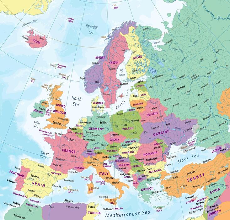 Europe Tourist Map Vector Art, Icons, and Graphics for Free Download