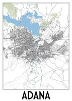 póster mapa Arte de Adana Turquía vector