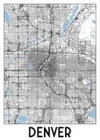 póster mapa Arte de denver, Colorado, Estados Unidos vector