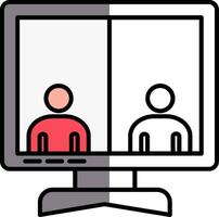 Online Meeting Filled Half Cut Icon vector