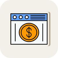 Budget Line Filled White Shadow Icon vector