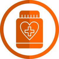 Pill Glyph Orange Circle Icon vector