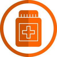 Pill Glyph Orange Circle Icon vector