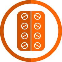 Pill Glyph Orange Circle Icon vector