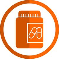 Pill Glyph Orange Circle Icon vector