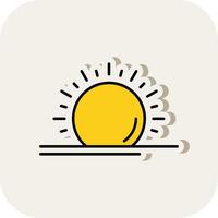 Sun Line Filled White Shadow Icon vector