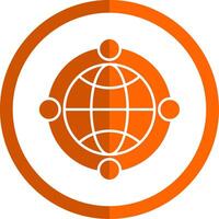 Globe Glyph Orange Circle Icon vector