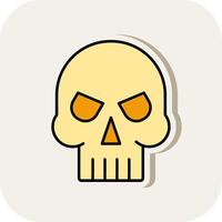 Skull Line Filled White Shadow Icon vector