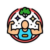 atleta vegano comida color icono ilustración vector