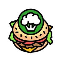 hamburguesa vegano comida color icono ilustración vector