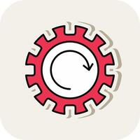 Gear Wheel Drawing Line Filled White Shadow Icon vector