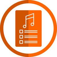 PlayList Glyph Orange Circle Icon vector