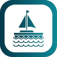 Sail Boat Glyph Gradient Round Corner Icon vector