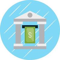 Cash Withdraw Flat Blue Circle Icon vector