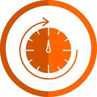 Round Clock Glyph Orange Circle Icon vector