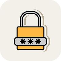 Lock Line Filled White Shadow Icon vector