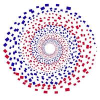 Round spiral in the form of red and blue squares on a white background vector