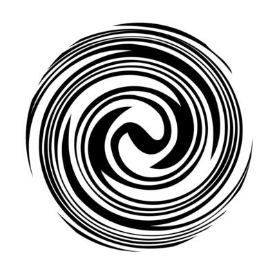 Black round rotating spiral on white background