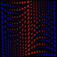 abstract background in the form of red and blue circles and wavy lines vector