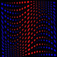 resumen antecedentes en el formar de rojo y azul círculos y ondulado líneas vector