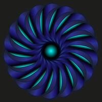 Round blue abstract pattern on black background vector