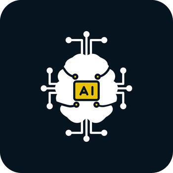 icono de dos colores de glifo de inteligencia artificial vector