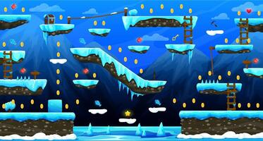 Arcade north frozen world game level map interface vector