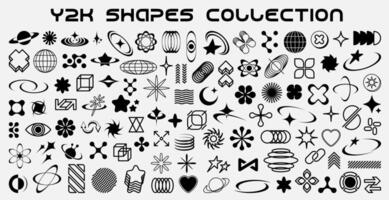 Retro Y2K shapes, graphic elements, abstract icons vector