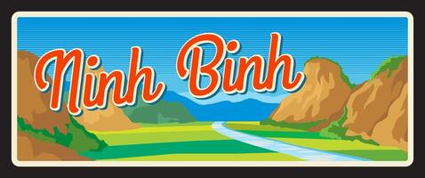 Ninh Binh, Vietnam province old tour plaque vector