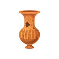 Ancient broken pottery and vase, old cracked pot vector