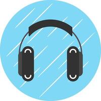 Headphones Flat Blue Circle Icon vector