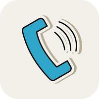Phone Line Filled White Shadow Icon vector
