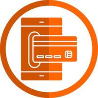 Online Payment Glyph Orange Circle Icon vector