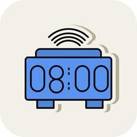 Smart Clock Line Filled White Shadow Icon vector